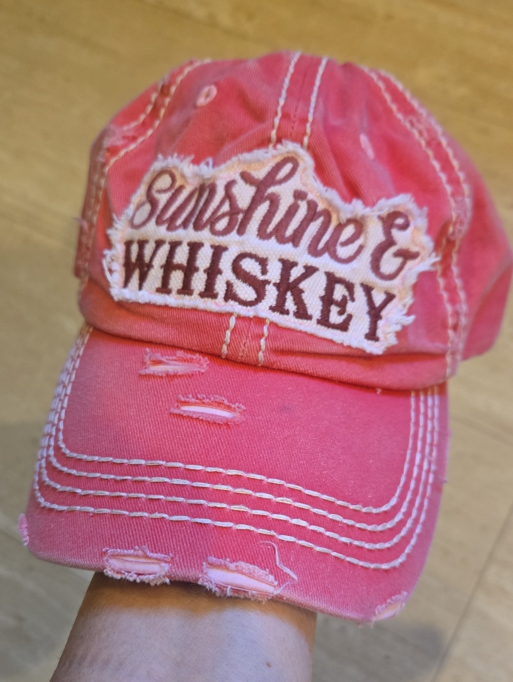 Kbethos Vintage Pink Distressed "Sunshine & Whiskey" Hat